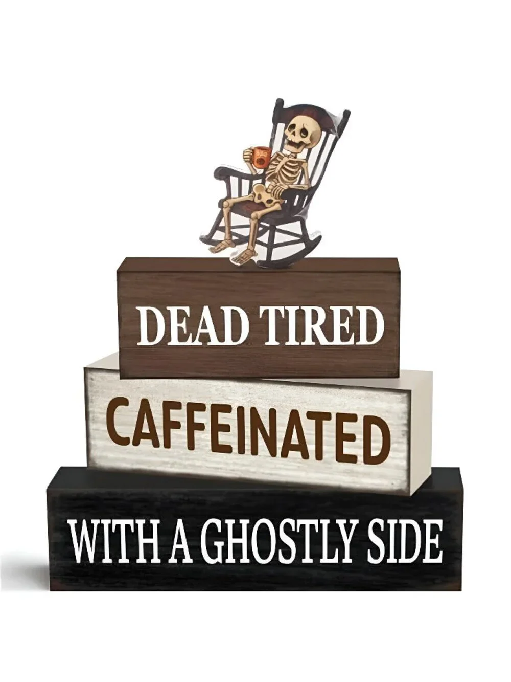 4 Pcs Halloween Wooden Table Decor, Funny Halloween Home Decorations